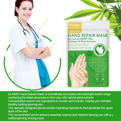 Shuangjia HAND REPAIR MASK Bio-active HEMP OIL,Collagen &amp; Plant Extracts