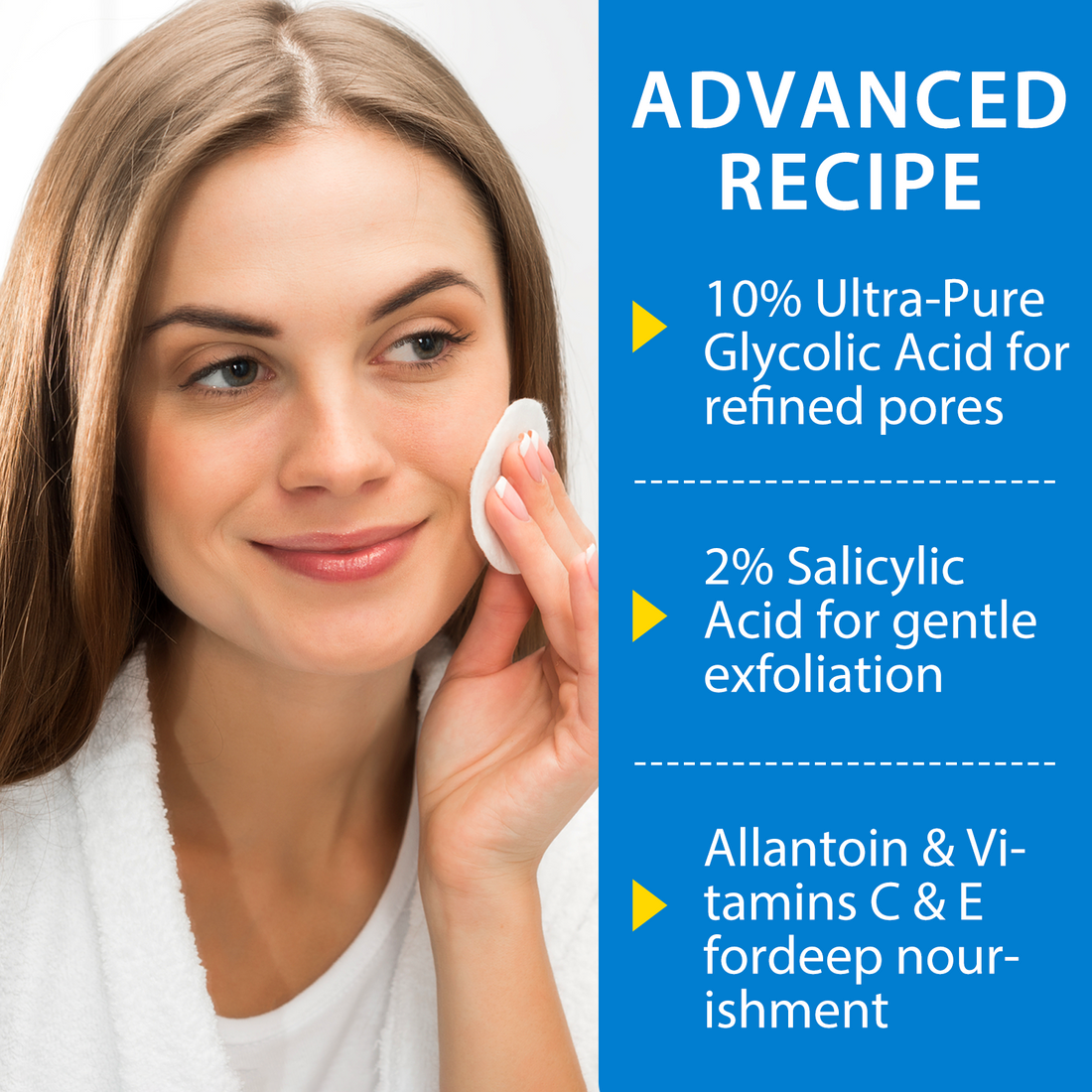 Aliver GLYCOLIC ACID PADSWITH VITAMINS B3,B5 &amp; C, E 40p