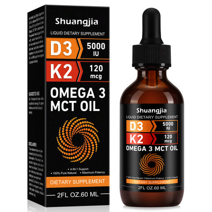 Shuangjia LIQUID DIETARY SUPPLEMENT D3 &amp; K2 WITH OMEGA 3 MCT OIL