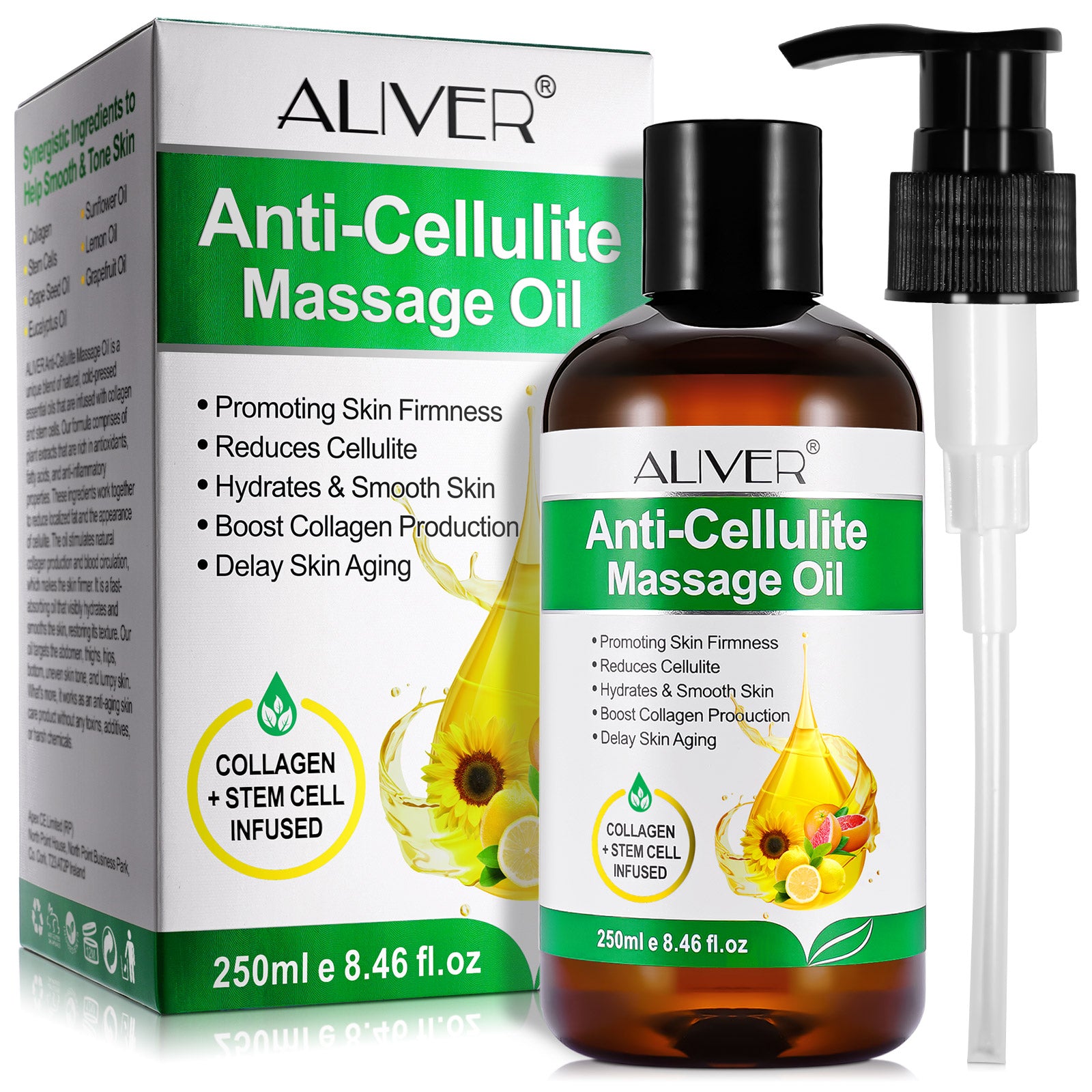 Aliver Anti-Cellulite Massage Oil - 250ml e 8.46 fl.oz