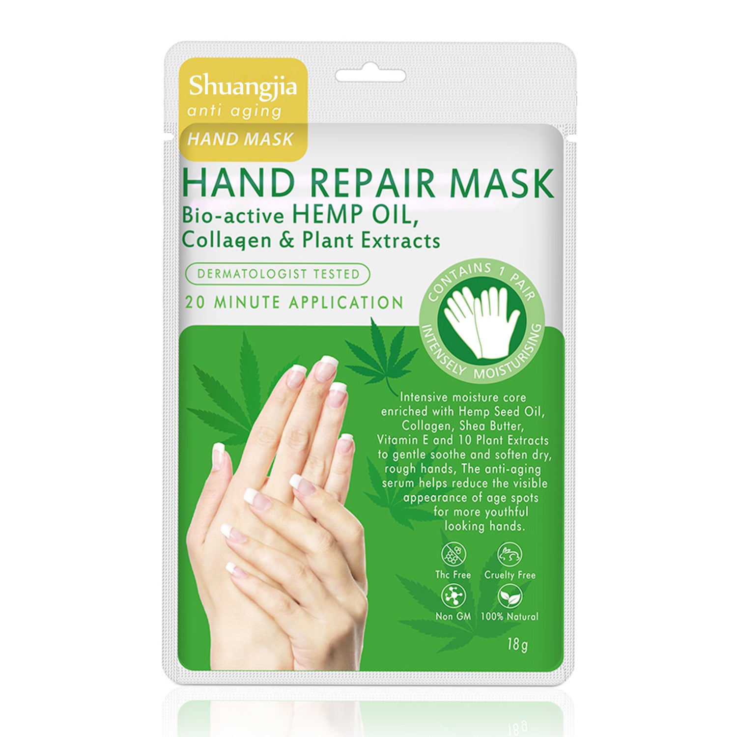 Shuangjia HAND REPAIR MASK Bio-active HEMP OIL,Collagen &amp; Plant Extracts