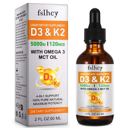 fslhcy LIQUID DIETARY SUPPLEMENT D3 &amp; K2 WITH OMEGA 3 MCT OIL