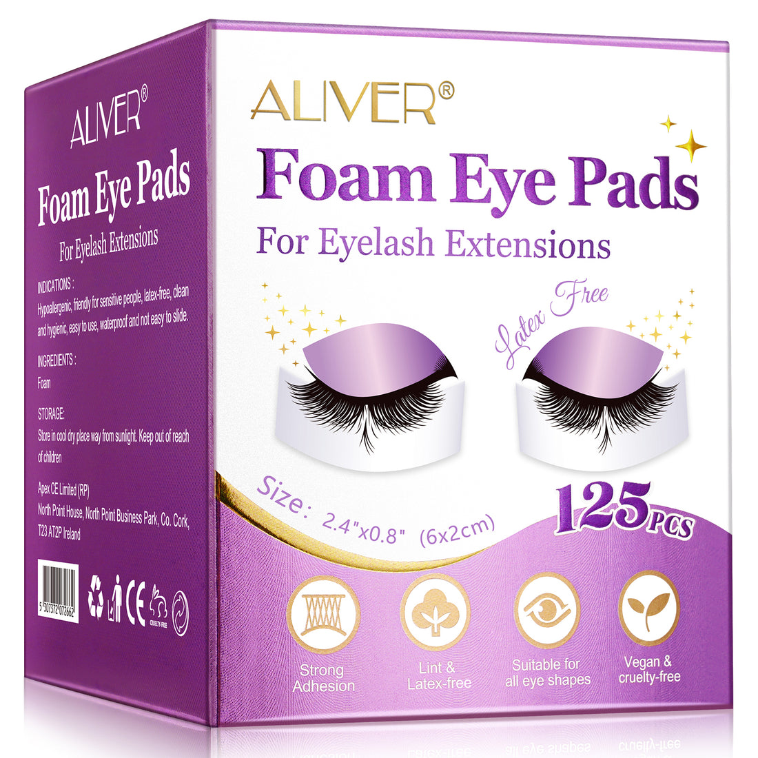 Aliver 125 PCS Eye Pads for Lash Extensions, Pre-cut Foam Tape for Eyelash Extensions