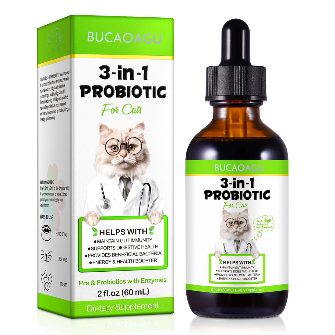 BUCAOAGU 3 IN 1 PROBIOTIC FOR CATS