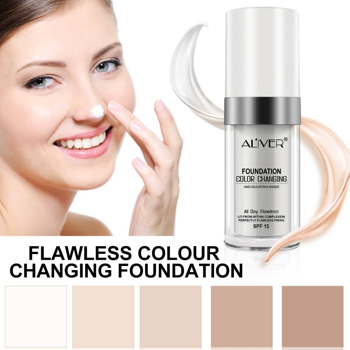 Aliver Flawless Colour Changing Foundation Concealer Cover Cream Sets