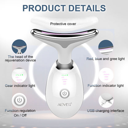 Aliver Neck Face Beauty Device, Skin Care Facial Massager, 3 in 1 Portable Face Massager for Skin Care, Face Sculpting Tool，Mother&