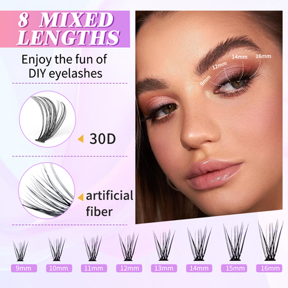 ALIVER false eyelashes D030 (240) + 2in1 eyelash glue (powder tube) + powder tweezers