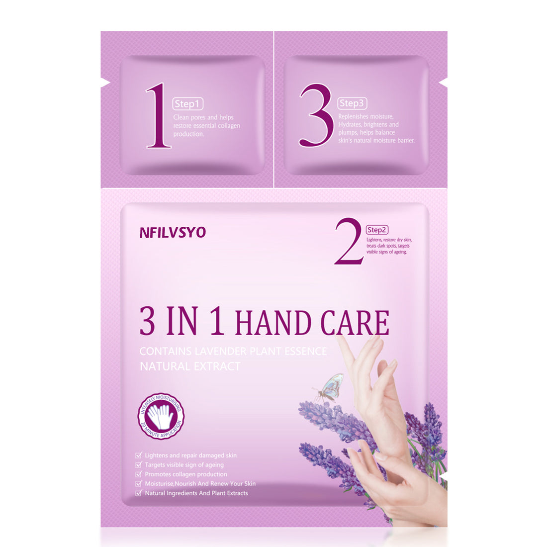 NFILVSYO 3 IN 1 HAND CARE CONTAINS LAVENDER PLANT ESSENCE NATURAL EXTRACT