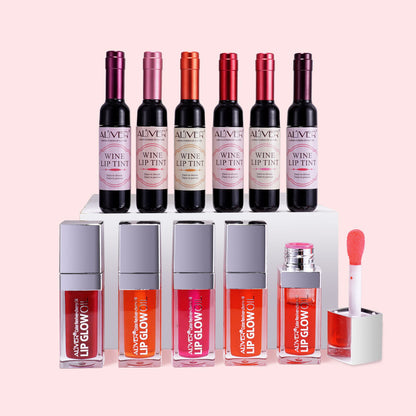 Aliver Wine Lip Tint Wine Lip gloss Waterproof Bottle Style 6 Color/Set