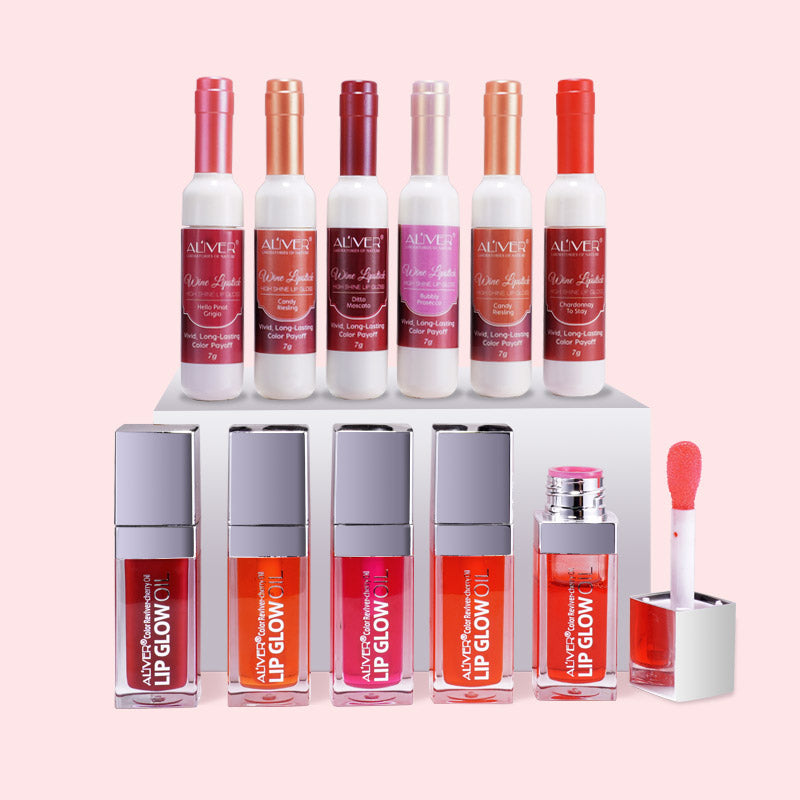 Aliver Wine Lip Tint Wine Lip gloss Waterproof Bottle Style 6 Color/Set