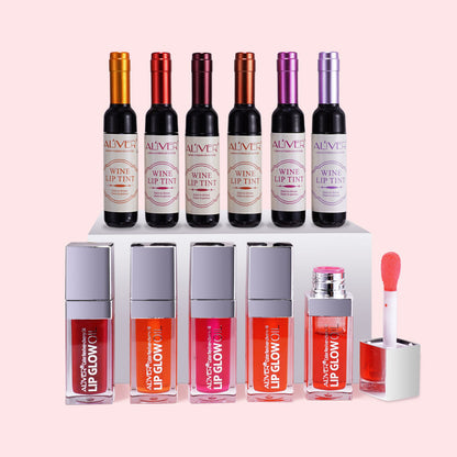 Aliver Wine Lip Tint Wine Lip gloss Waterproof Bottle Style 6 Color/Set