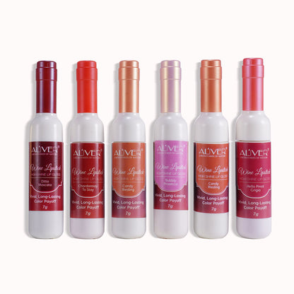 Aliver Wine Lip Tint Wine Lip gloss Waterproof Bottle Style 6 Color/Set