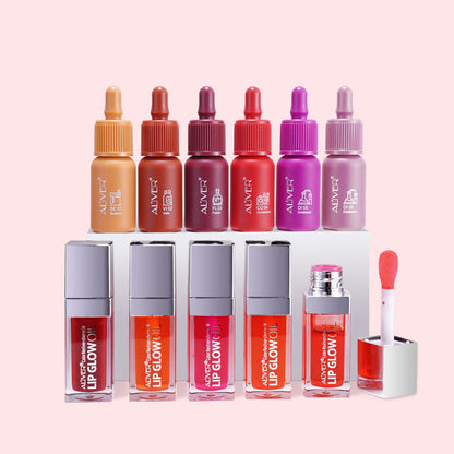 Aliver Long Lasting Waterproof Drip Lip Stains Set (6 Shades)