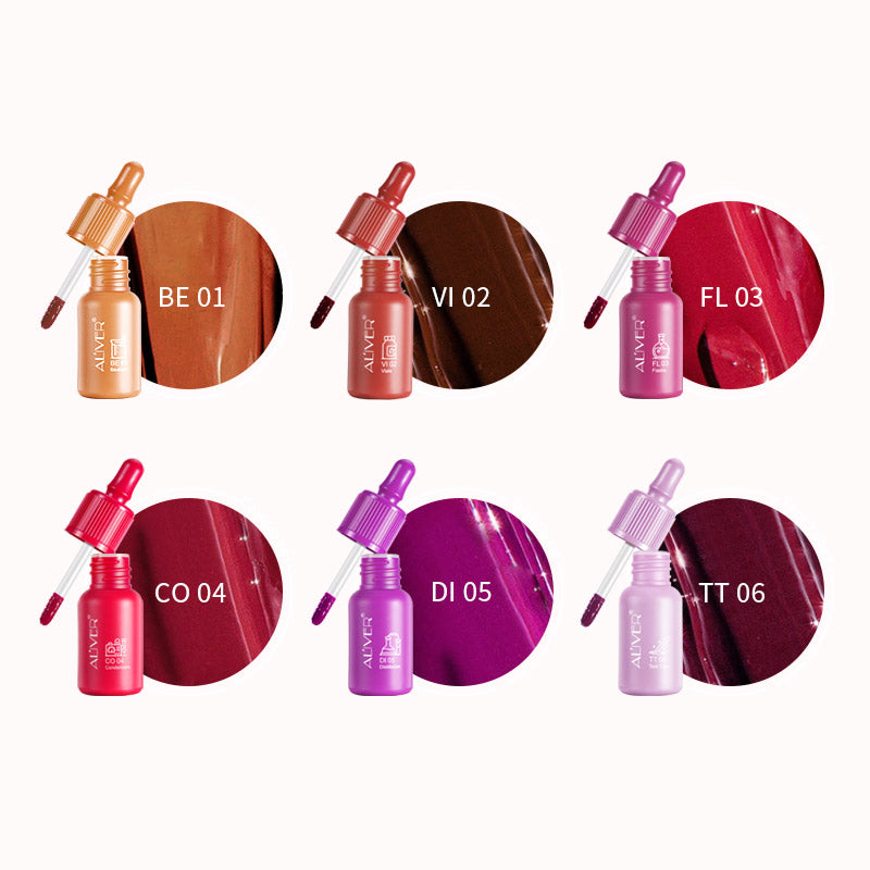 Aliver Long Lasting Waterproof Drip Lip Stains Set (6 Shades)