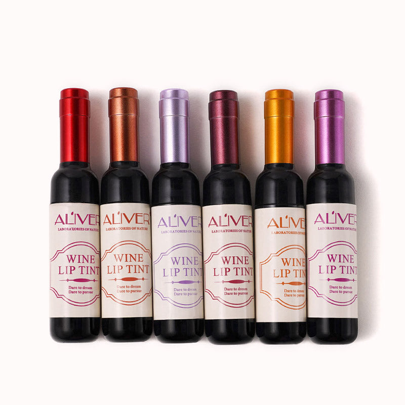 Aliver Wine Lip Tint Wine Lip gloss Waterproof Bottle Style 6 Color/Set