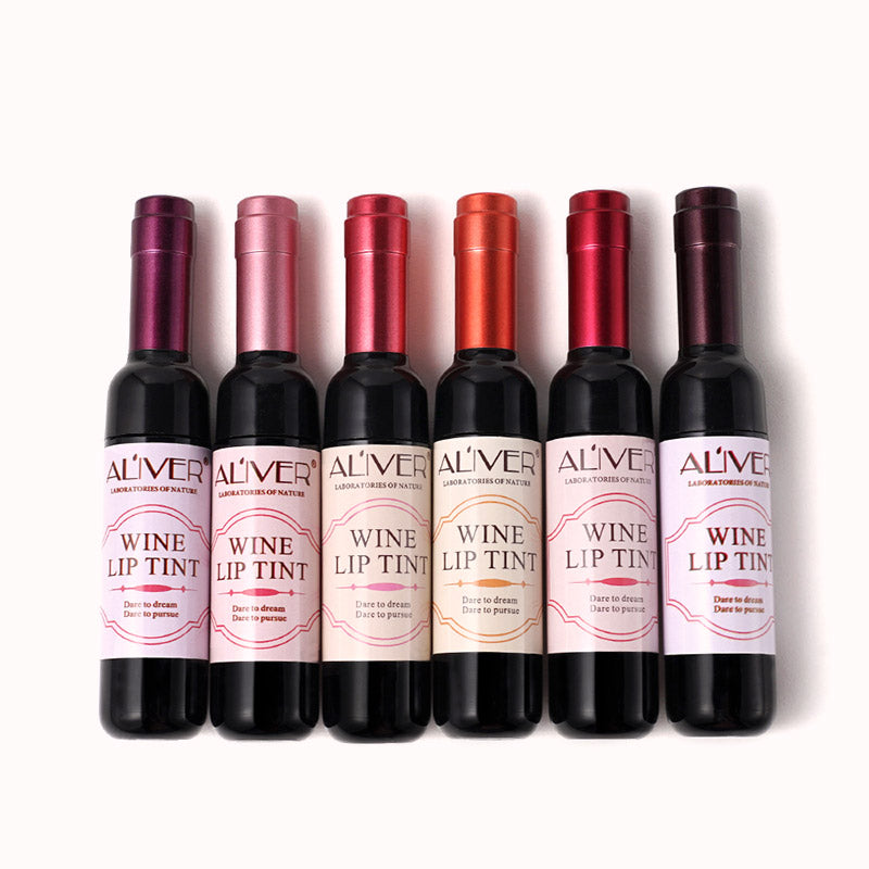 Aliver Wine Lip Tint Wine Lip gloss Waterproof Bottle Style 6 Color/Set